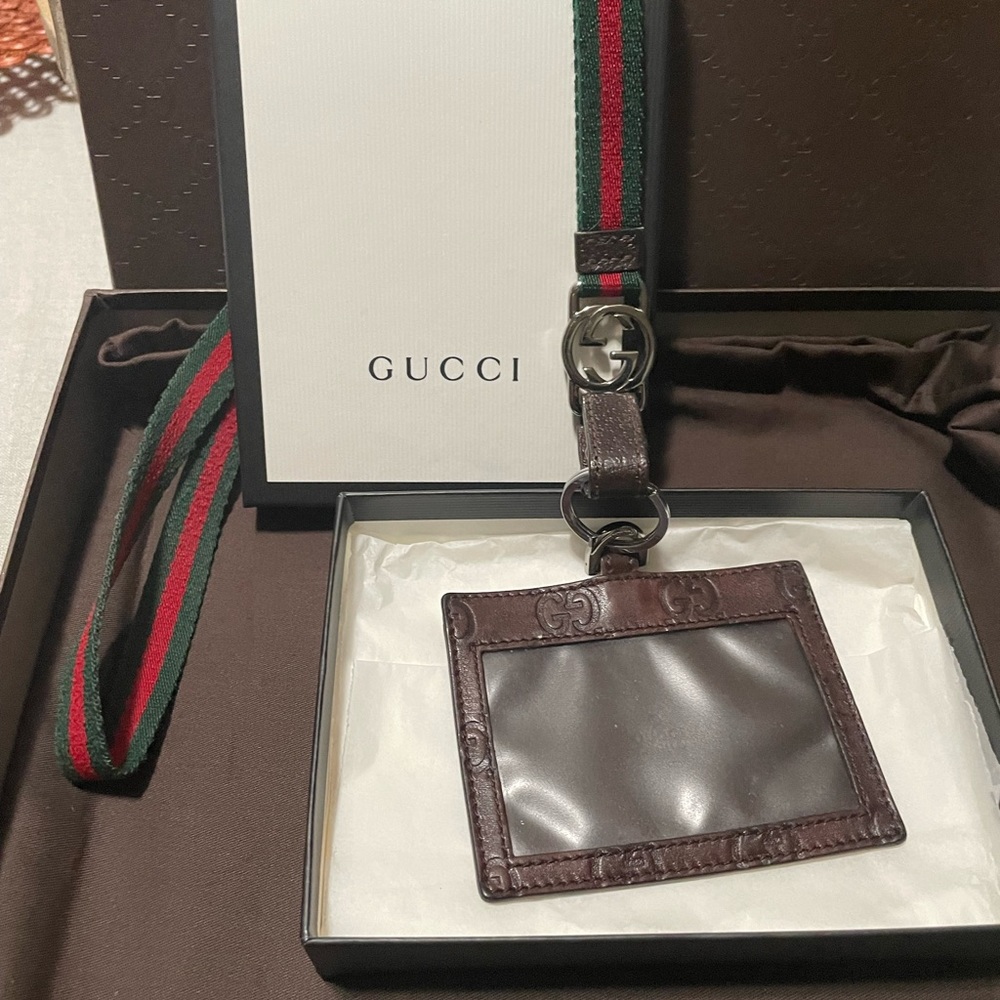 Gucci Brown and Green Key & Card Holder